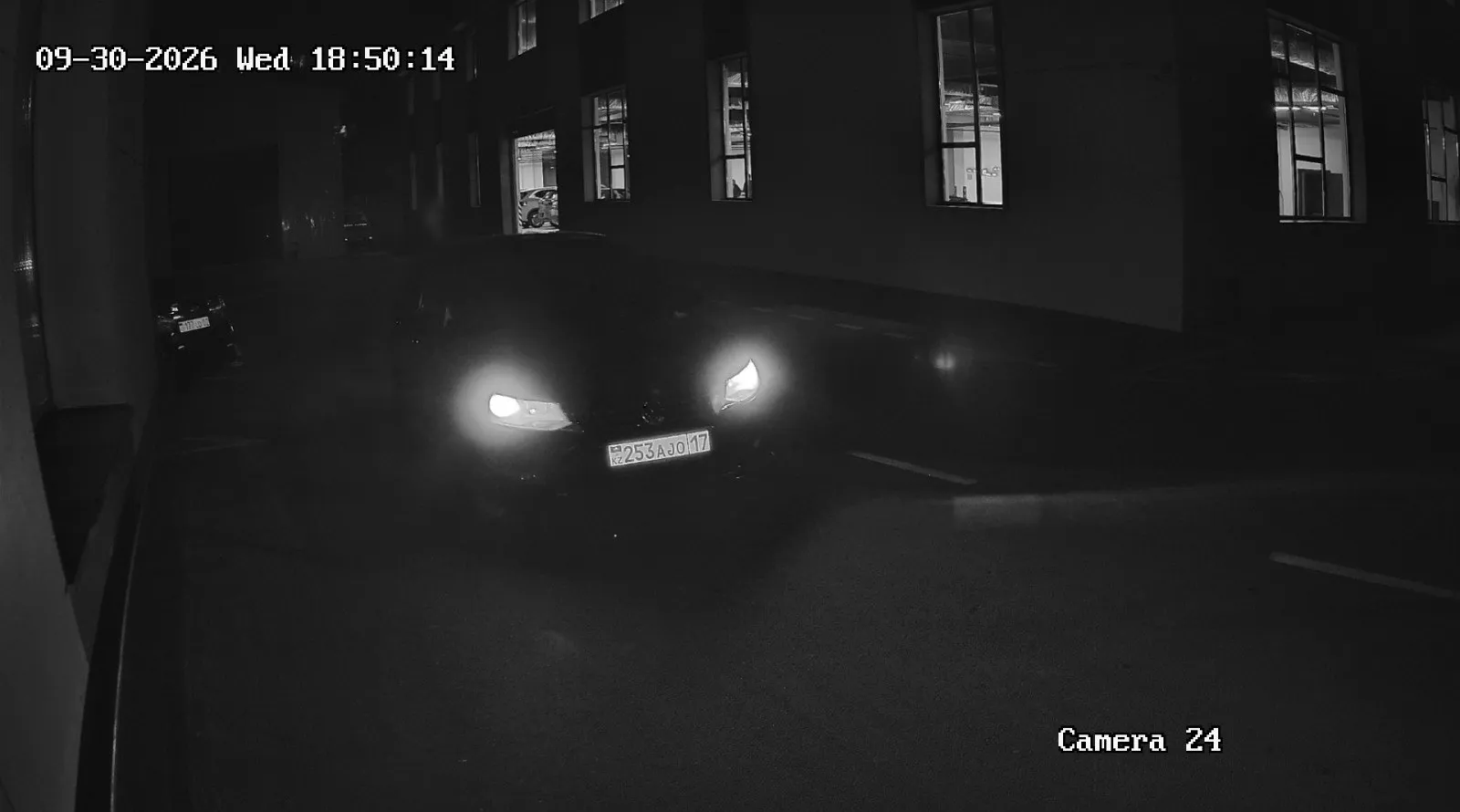 Кадр камеры ночью в ИК-режиме, 30.09.2026